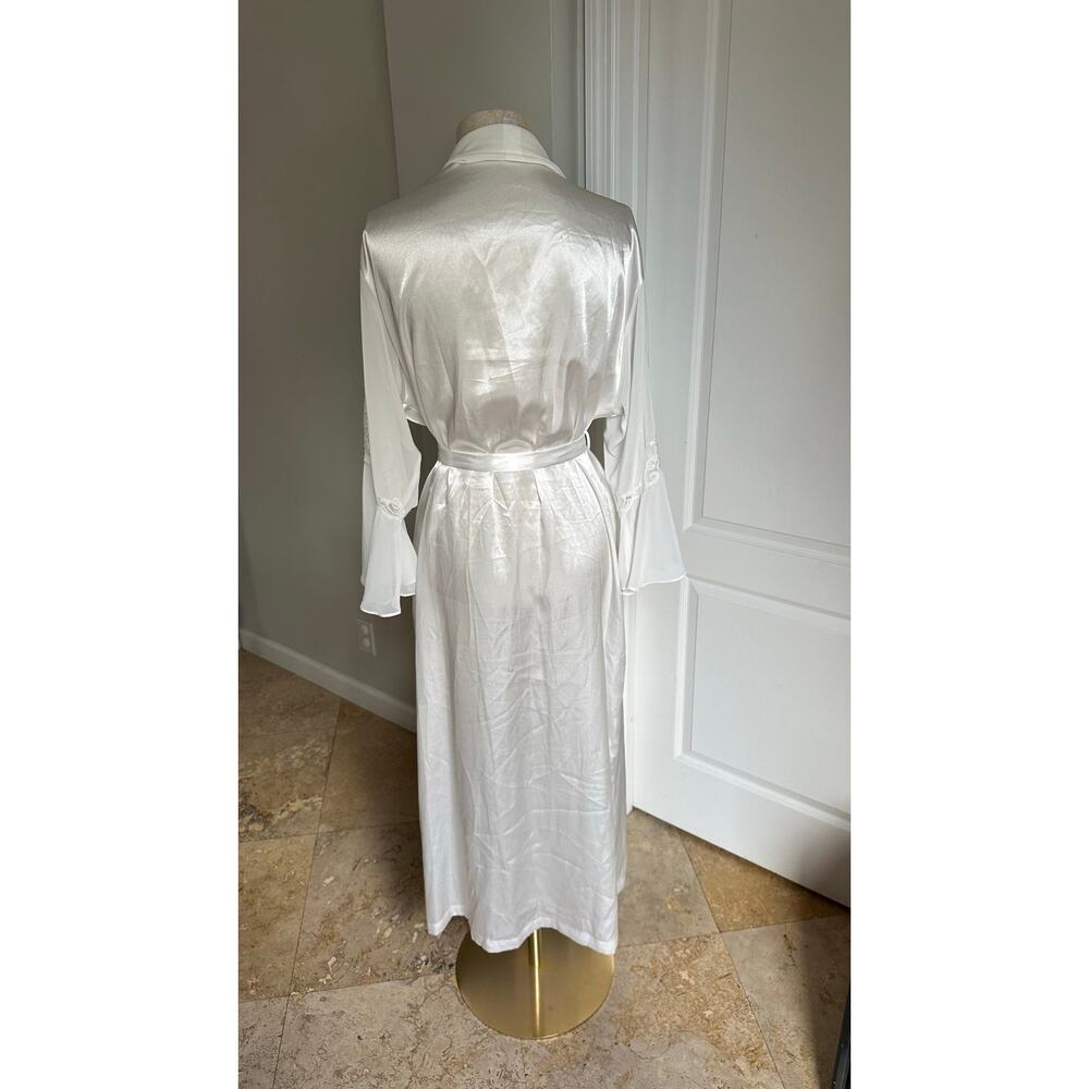 Vintage Oscar de la Renta Pink Label White Satin Bridal Robe Sz L - Picture 8 of 10